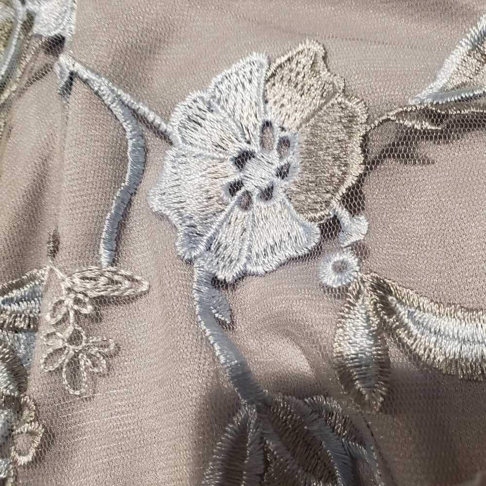 LAST ITEM!!Adrianna Papell Silver Embroider Gown - Picture 5 of 6